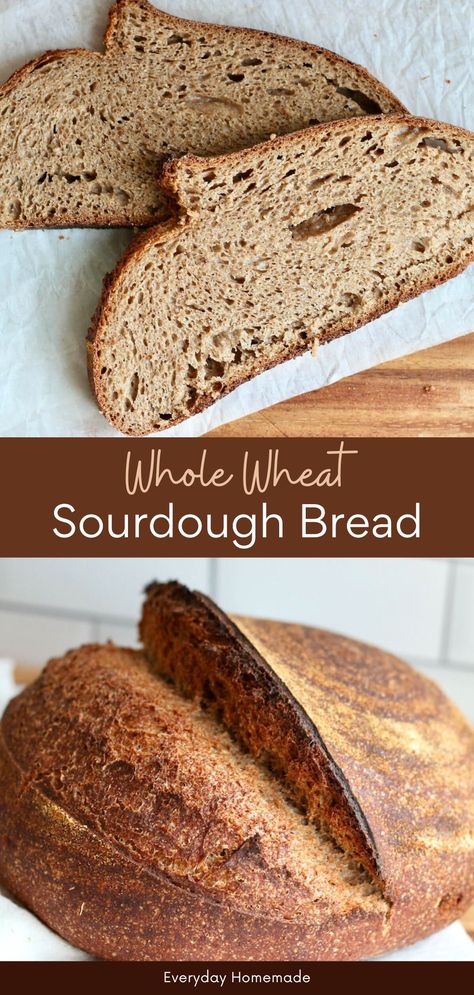 100% Whole Wheat Sourdough Bread Sourdough Bread Machine, Whole Wheat Sourdough Bread, Wheat Sourdough Bread, Easy Sourdough Bread, Bread Bread Machine, Bread Machine Recipe, Whole Wheat Sourdough, Sourdough Bread Sandwiches, Wheat Bread Recipe