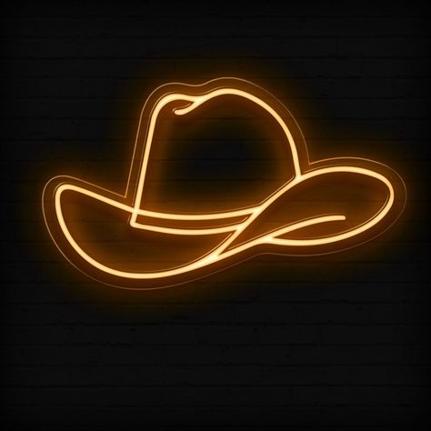 This unique neon sign will light up any western-themed room! It features a classic cowboy hat design perfect for gifting or adding a subtle statement to any room. Let this bright, eye-catching sign liven up your home decor! App Widgets, Cowboy Hat Design, Classic Cowboy, Neon Sign Shop, Restaurant Signs, Open Signs, Bright Eye, Western Homes, Themed Room