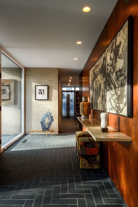 Photo 5 of 15 in They’d Already Renovated an Iconic Midcentury. What’s One More? - Dwell Esherick House, Hallway Design, Townhouse Designs, Slate Flooring, Exclusive Home, Flooring Options, Midcentury Modern, Creative Inspiration, House Tours