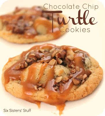 Chocolate Chip Turtle Cookies | Six Sisters' Stuff Turtle Cookies Recipe, Turtle Cookies, Homemade Chocolate Chips, Homemade Chocolate Chip Cookies, Six Sisters Stuff, Six Sisters, Diet Desserts, Crinkle Cookies, Fruit Dishes