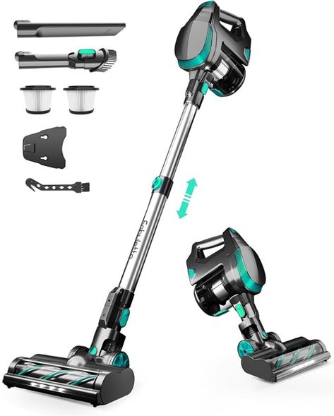 The FABULETTA Cordless Vacuum Cleaner offers a powerful and versatile cleaning solution for your home. Equipped with a 29.6V battery and 8*2500 mAh capacity, it provides up to 50 minutes of runtime. This stick vacuum features three suction modes, allowing you to adjust performance for different surfaces like carpets and hardwood floors. Its 6-in-1 lightweight design is ideal for effortlessly removing pet hair and dirt, keeping your space clean and fresh without the hassle of cords. Pilates Machines, Lawn Vacuums, Wireless Vacuum, Kitchen Vacuum, Vacuum Sealer Bags, Vacuum Sealers, Vacuum Accessories, Vacuum Cleaners, Stick Vacuum