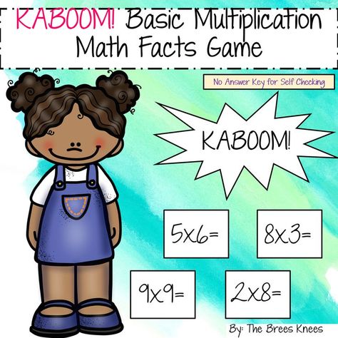 Kaboom! is an easy game that could be used as a math center or as a tool to reinforce math facts during free time. My students have always loved Kaboom! It is a game that never seems to end and my students have always enjoyed taking the cards of the student who got the wrong answer. I want to note that there is no answer key or a way to self-check but that would be easy as students can self-check each other or work it out with a piece of paper and a pencil. Kaboom Game, Easy Math Games, Multiplication Cards, Math Fact Games, Simple Math, Math Facts, Simple Game, Math Center, Answer Keys