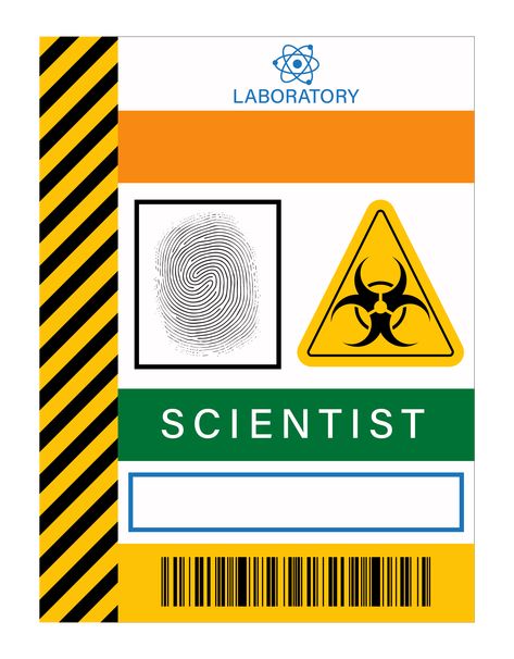 Mad Scientist Badge Free Printable, Scientist Badge Printable Free, Mad Scientist Activities For Kids, Mad Scientist Props, Science Party Ideas, Science Costumes, Name Badge Template, Science Lab Decorations, Scientist Costume