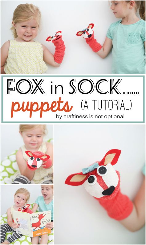 fox-in-sock....puppets!-tutorial-by-craftiness-is-not-optional for Books Alive! Fox In Socks Puppet, Puppet Tutorial, Fox Socks, Sock Puppet, School Fair, Puppets For Kids, Puppets Diy, Sock Puppets, Sock Dolls