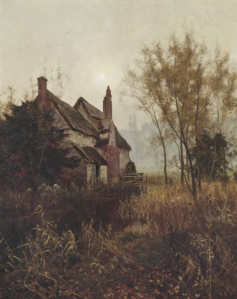 Reposing in decay serene Fall Landscape, Rural Scenes, Farmhouse Art, Aesthetic Painting, Landscape Artist, Autumn Aesthetic, Happy Place, Old House, Oil Paintings