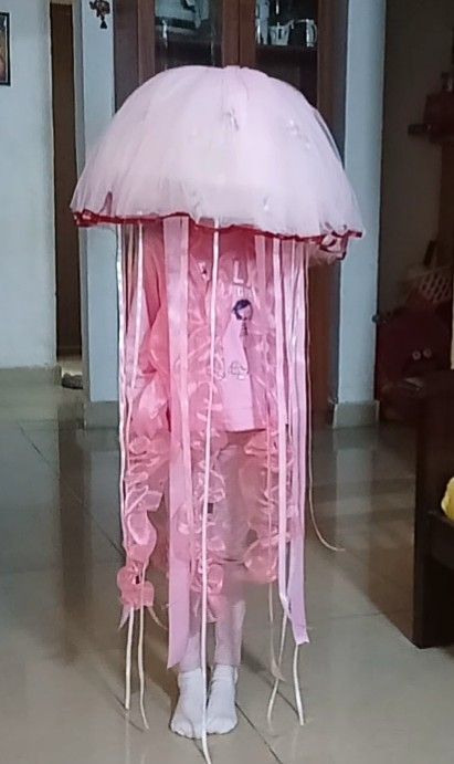 Aditi Nanjappa Dressed up as Jelly fish for Marine Animals fancy dress competition @school Clown Fish Costume, Sea Animal Costumes, Sea Animal Costume, Fish Fancy Dress, Fancy Dress Diy, Animal Fancy Dress, Finding Nemo Costume, Jellyfish Costume, Fancy Dress Competition