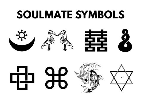 Soul Mate Symbol, Spiritual Tattoos For Couples, Symbolic Tattoos Couples, True Love Symbols, Symbol For Soul, Symbols That Represent Love, Symbol Of Marriage, Soul Connection Tattoo Ideas, Symbols For Forever