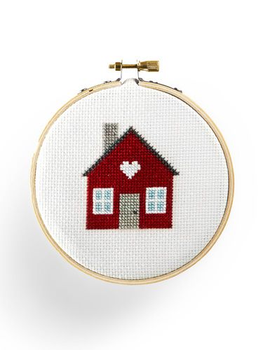 Get the pattern for this cute tiny house cross-stitch. Cute Tiny House, House Cross Stitch, Tiny Cross Stitch, Cross Stitch House, Pola Kristik, Mini Cross Stitch, Hama Bead, Cute Cross Stitch, Mini Cross