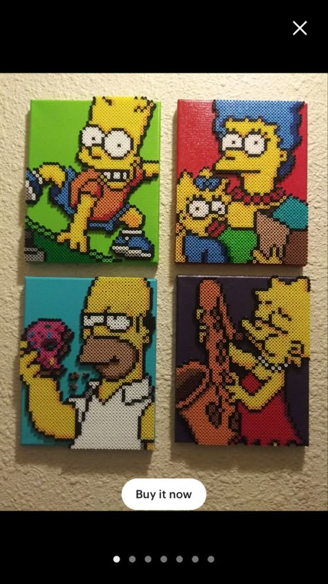 The Simpsons Perler Beads, Simpson Characters, Beaded Pictures, Perler Bead Designs, Pokemon Cross Stitch Patterns, Perler Bead Mario, Perler Beads Ideas, Pokemon Cross Stitch, Diy Perler Bead Crafts