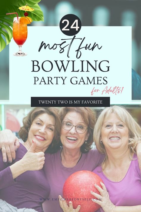 Save these 24 Fun Bowling Party Games For Adults Games To Play While Bowling, Crazy Bowling Ideas, Bowling Games For Adults, Bowling Games Ideas, Bowling Fundraiser Ideas, Adult Bowling Party Ideas, Bowling Party Games, Bowling Prizes, Team Bonding Games