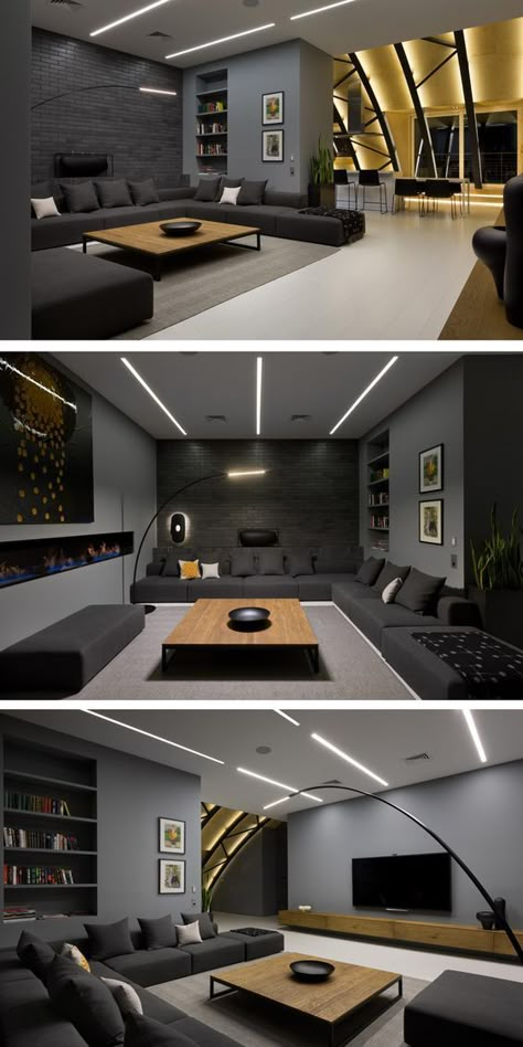 ArchObraz architectural studio have designed the interior of an apartment in… Home Theater Lighting, Modern Appartement, Best Living Room Design, Fancy Stuff, Home Theater Rooms, Home Theater Design, Home Theater Seating, Modern Apartment, Design Case