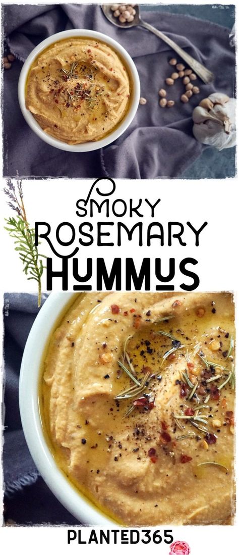 Smoky Rosemary Hummus Pantry Recipe | Planted365 Rosemary Vegan Recipes, Flavored Hummus Recipe, Rosemary Recipes Vegetarian, Flavoured Hummus, Rosemary Recipes Healthy, Recipes With Rosemary, Plant Base Recipe, Unique Hummus Recipe, Rosemary Hummus