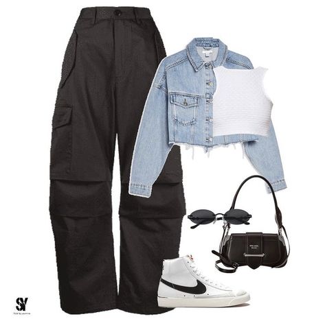 Cargo Pants With Jacket Outfit, Cargo Pants And Denim Jacket Outfit, What To Wear With Black Cargo Pants, Fits With Cargo Pants, Ootd Cargo Pants, Cargo Pants Ootd, Outfits With Black Cargo Pants, Outfit With Cargo Pants, Styling Cargo Pants