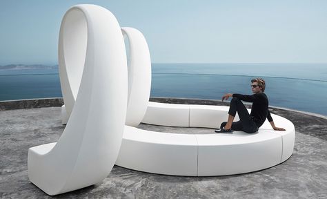 And Seating System | Designed by Fabio Novembre, Vondom, Orange Skin Spatial Concepts, Contemporary Bench, Sculptural Furniture, Contemporary Modern Furniture, Street Furniture, Garden Sofa, Garden Bench, Outdoor Lamp, Outdoor Design