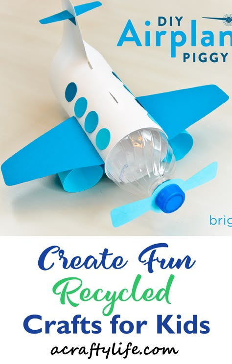 Recycled Airplane Craft, Recycling Project For Preschool, Stuff Made Out Of Recycled Materials, Best Recycled Projects, Art Project With Recycled Materials, Make Something Out Of Recycled Items, Creativity Day Ideas, Crafts Made Out Of Recycled Materials, Recycled Art For Preschoolers