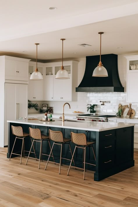 50+ Two-Tone Kitchen Cabinet Color Ideas Bold Kitchen Colors, Two Tone Kitchen Cabinets Color Combinations, Kitchen Color Themes, Black Lower Cabinets, Gilbert House, Contrasting Kitchen Island, Two Toned Kitchen Cabinets, Colored Cabinets, Cabinet Color Ideas