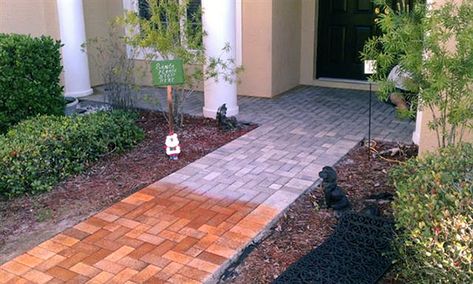 How To Make Stained Pavers for Your Backyard Walkway   #homeremodel #HomeOwnership #homemanagement #ZenofZada #Homeimprovement Paver Stain Ideas, Stained Pavers, Staining Pavers, How To Make Tiles, House Facelift, Wood Walkway, Outdoor Pavers, Backyard Walkway, Outside Paint