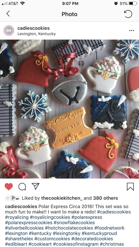 Polar Express Cookies Decorated, Polar Express Cookies, Polar Express Birthday Party, Polar Express Theme, Cookies Decoration, Polar Express Party, Icing Ideas, Christmas Foods, Fancy Cookies