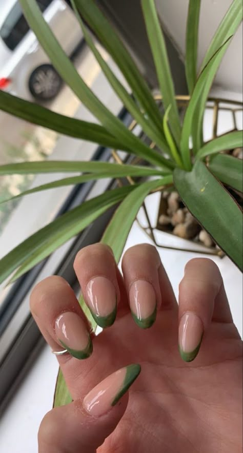 Green Tip Nails, Elegant Almond Nails, Olive Nails, Unghie Sfumate, Nail Aesthetic, Kutek Disney, Green Acrylic Nails, Beauty Boost, Simple Acrylic Nails