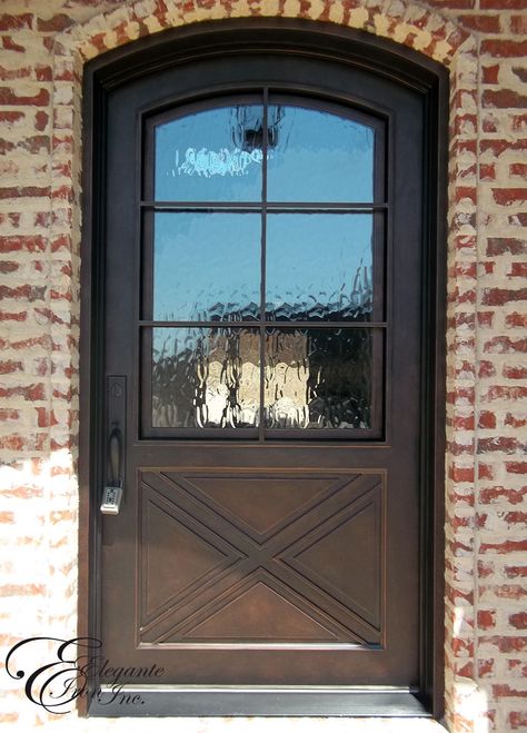 Custom iron door Front Door Wrought Iron, Dutch Front Door, Arched Front Door, Single Entry Doors, Farmhouse Entry, Steel Doors And Windows, Circle Drive, Wood Front Doors, Door Entrance