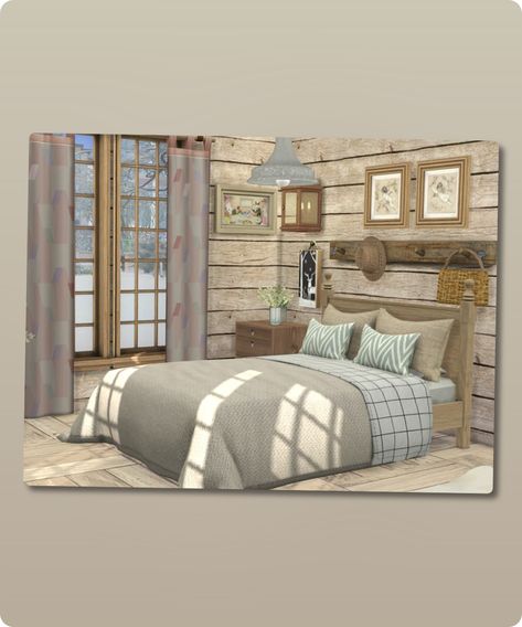 Sims 4 Bedroom CC: Alpine Bedroom Bedroom Sims 4 Cc, Alpine Bedroom, Sims4 Bedroom, Sims 4 Bedroom Cc, Bedroom Sims 4, Country House Bedroom, Bedroom Retro, Hall House, Sims 4 Cc Download