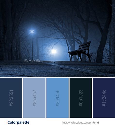 Color Palette ideas from 453 Winter Images | iColorpalette Blue Goth Color Palette, Dark Pallete, Lighting Color Palette, Cold Color Palette, Gothic Color Palette, Night Color Palette, Color Palette Dark, Blue Pallets, City And Colour