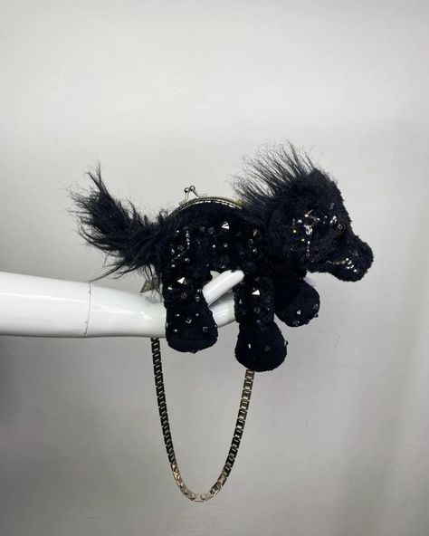 Lou De Bètoly - Black Horse Purse Horse Purse, Crochet Pieces, Knit Jeans, Wild At Heart, French Designer, Black Horse, Woven Top, Bead Crochet, Wild Hearts