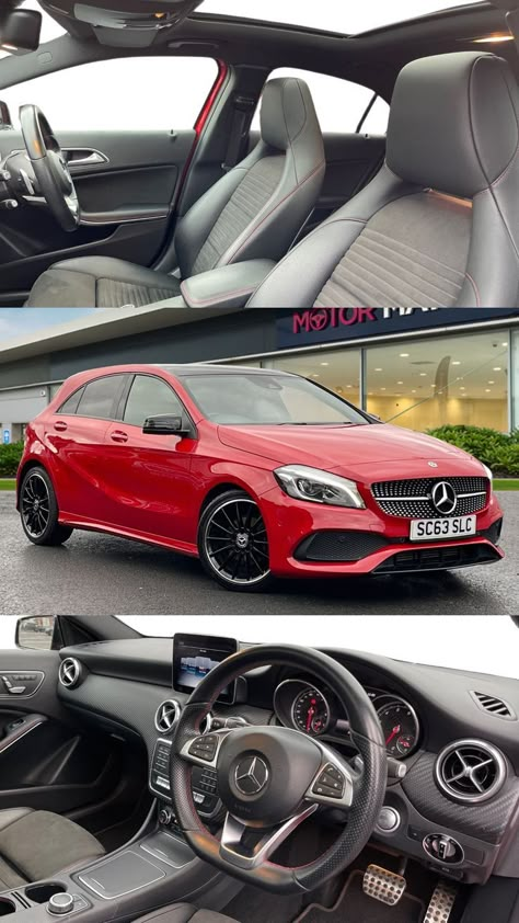 This Jupiter Red Mercedes-Benz A Class will sure turn some heads, this vibrant A180 AMG Line looks super sporty, especially with the Night Package offering black detailing throughout the exterior including the gorgeous 18in alloy wheels while offering ultimate luxury features as part of the Premium Plus package! Mercedes A180, Mercedes 180, A Class Amg, Used Mercedes Benz, Mercedes A Class, Benz A Class, A Class, Mercedes Benz