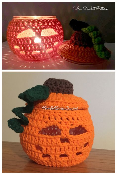 Halloween Jar Cozy Free Crochet Patterns - DIY Magazine Crochet Mason Jar Covers Free Pattern, Witch Amigurumi, Shawls Design, Crochet Halloween Decorations, Crocheted Pumpkins, Crochet Fall Decor, Crochet Lily, Crochet Jar Covers, Keychain Tutorial