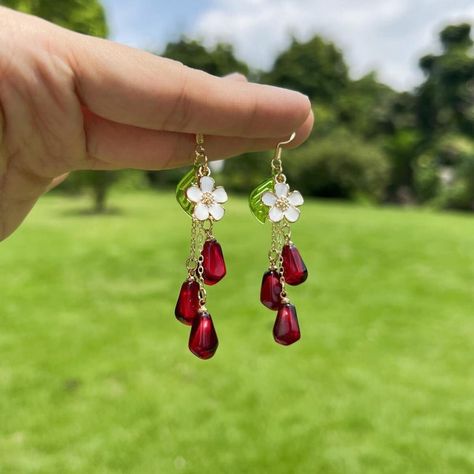 Pomegranate Earrings, Pomegranate Jewelry, Earrings Food, Kawaii Earrings, Food Earrings, Fruit Earrings, Pomegranate Seeds, Gift For Her Birthday, Earrings Cute