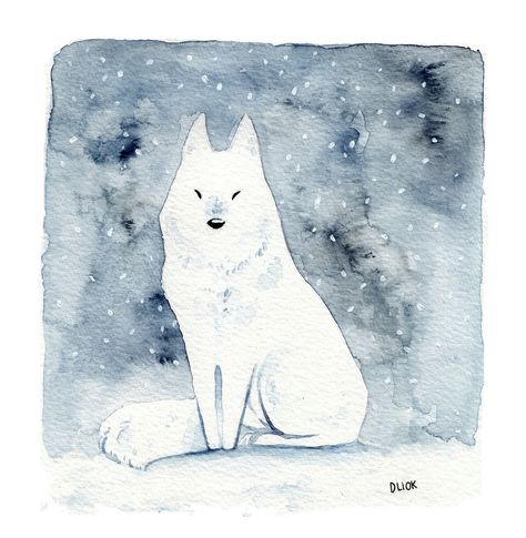 Arctic Wolf Drawing, Artic Fox Drawings, Cute Arctic Fox Drawing, Arctic Fox Drawing, Snow Fox Drawing, Howling Wolf Art, White Fox Illustration, Arctic Wolf Art, White Wolf Illustration