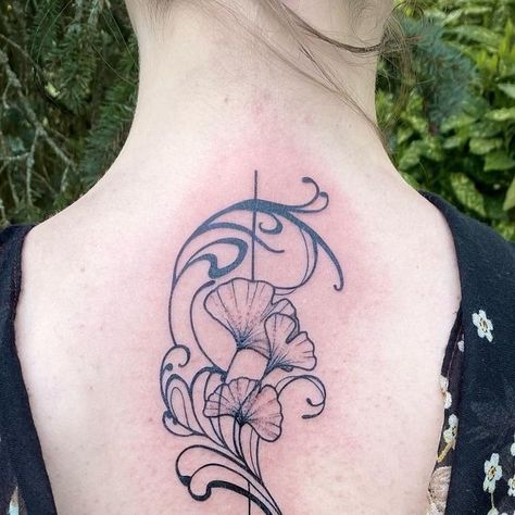 Art Nouveau Neck Tattoo, Art Nouveau Peony Tattoo, Art Nouveau Bee Tattoo, Art Nouveau Lotus Flower, Art Nouveau Flower Tattoo, Rose Art Nouveau, Floral Frame Tattoo, Flower Ornamental Tattoo, Art Nouveau Orchid