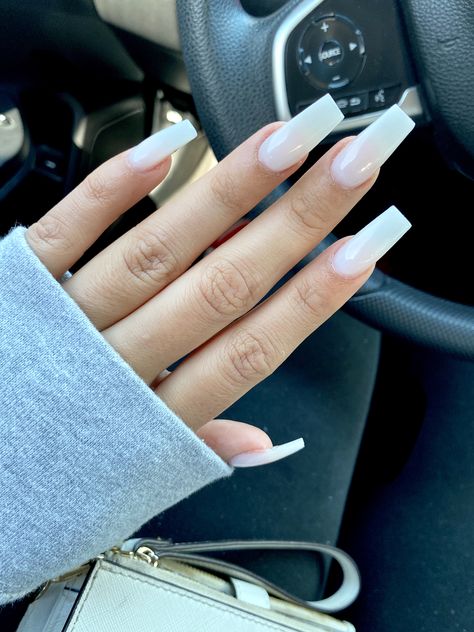 Color Powder Acrylic Nails, Powdered White Acrylic Nails, Crème White Nails, Off White Powder Acrylic Nails, Soft White Coffin Acrylic Nails, Powder White Acrylic Nails, White Powder Acrylic Nails, White Acrylic Powder Nails, Square Acrylic Nails Milky White