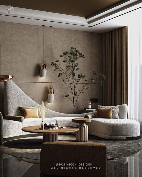 Instagram Corner, Asymmetrical Balance, Interior Livingroom, Round Sofa, Interior Rendering, Principles Of Design, H U, Modern Lounge, Floor To Ceiling Windows