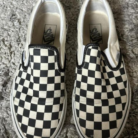 vans checkered slip on vans 
men’s 8 women’s 9.5 
no... - Depop Dirty Vans, Checkered Shoes, Slip On Vans, Vans Checkered, Vans Men, Mens Vans, Slip On, Quick Saves