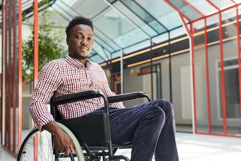 African man sitting in wheelchair by AnnaStills. Portrait of African young disabled man sitting in wheelchair at office building #Sponsored #wheelchair, #AnnaStills, #sitting, #African Ya Novels, Talking On The Phone, People With Disabilities, Disabled People, Smiling Man, Man Sitting, Support People, Fiction And Nonfiction, Community Engagement