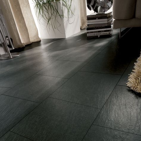 Slate Effect Black Floor Tiles Now  £12.95 Inc VAT / Sqm Product ID4812 Black Bathroom Floor Tiles, Black Bathroom Floor, Black Marble Floor, Black Porcelain Tiles, Floor Tile Grout, Blue Bathroom Tile, Tiles Uk, Black Floor Tiles, Dark Bathrooms