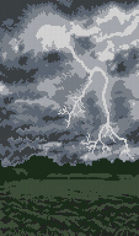 Alpha pattern #153326 | BraceletBook Lightning Cross Stitch, Rain Cross Stitch, Clouds Alpha Pattern, Alpha Tapestry, Sky Cross Stitch, Lightning Weather, Storm Lightning, Graph Crochet, Pixel Art Tutorial