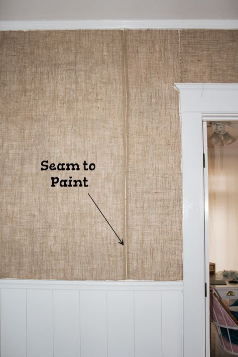 Ever thought about hanging burlap on your walls? Check out this post on how to turn burlap into unique and beautiful wallpaper! #WallTreatments #Farmhouse Burlap Wallpaper, How To Wallpaper, Burlap Wall Decor, Burlap Wall Art, Fabric Covered Walls, Burlap Wall, Painting Burlap, Burlap Decor, Coffee Bags