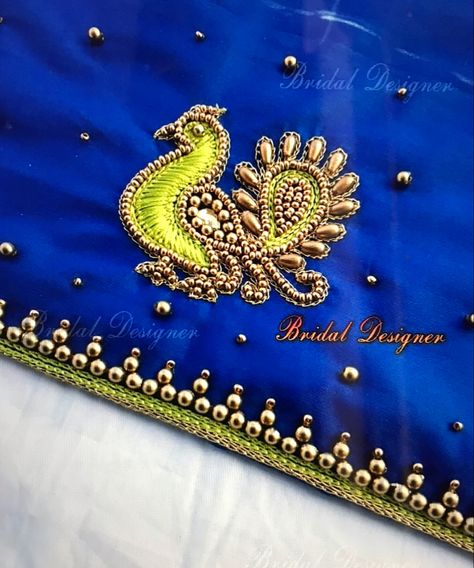 Peacock Blouse Designs, Mirror Blouse Design, Peacock Embroidery Designs, Mirror Work Blouse Design, Hand Work Design, Maggam Work Designs, Aari Designs, Aari Blouse, Birds Embroidery Designs