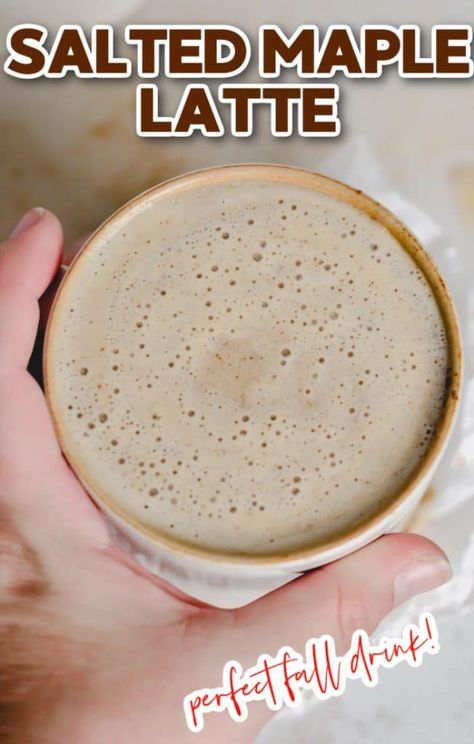 Maple Sea Salt Latte, Maple Syrup Coffee Creamer, Salted Maple Latte, Maple Syrup Coffee Recipes, Maple Iced Coffee, Snickerdoodle Latte Recipe, Homemade Maple Coffee Creamer, November Coffee Drinks, Maple Coffee Creamer