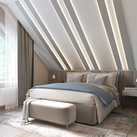 Master Bedrooms With Sloped Ceilings, Sloped Roof Bedroom, Bedroom Ideas Slanted Ceiling, Slanted Roof Bedroom, Bedroom Slanted Ceiling, Bedroom Slanted Walls, Bedroom Sloped Ceiling, Night Stands Bedroom, Slanted Roof