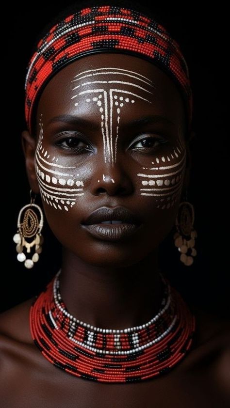 African Face Paint Dots, African Face Paint, Native American Face Paint, African Makeup, Africa Art Design, Mama Africa, Paint Inspo, Sketches Pencil, Afrocentric Art