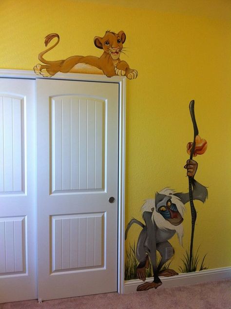 Lion King Mural Lion King Mural, Lion King Room, Disney Mural, Lion King Nursery, Disney Themed Rooms, Casa Disney, Lion King Theme, Deco Disney, Lion King Baby