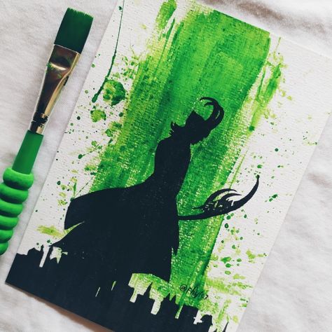 Loki Painting Ideas, Loki Easy Drawing, Avenger Paintings, Loki Painting Easy, Marvel Art Painting, Loki Painting Canvas, Loki Art Draw, Marvel Paintings Easy, How To Draw Loki