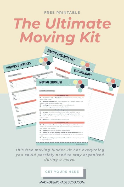 Moving Checklist Printable, Paper Decluttering, Moving House Packing, Moving Binder, Moving Printables, Binder Printables Free, Moving Planner, Moving Kit, Moving Hacks