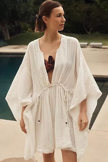 Anthropologie Kimono, Kimono Swim Cover Up, Maxi Dress Coverup, Vacation Outfits Women, Vacation Tropical, Resort Wear For Women, Kaftan Style, Beach Wear Outfits, Cotton Pullover