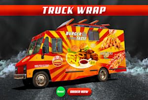 Create a food truck wrap, trailer wrap, or truck wrap design by Aabir3 | Fiverr Van Wrap, Food Trucks, Food Trailer, Truck And Trailer, Car Wrap, Food Design, Food Truck, Trailer, A Food