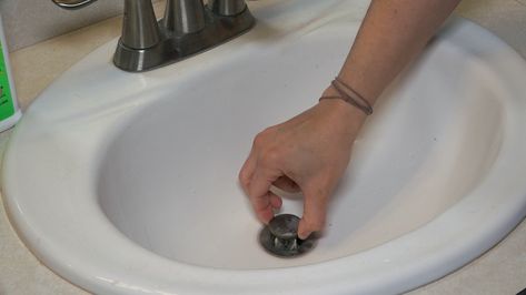 How to Remove a Sink Stopper - Mother Daughter Projects Clean Bathroom Sink Drain, How To Remove Bathroom Sink Stopper, Replace Bathroom Sink, Deodorize Sink Drain, Clean Bathroom Sink, Diy Drain Plug Bathtub, Bathroom Sink Drain Stopper, Bathroom Sink Stopper, Bathtub Drain Stopper