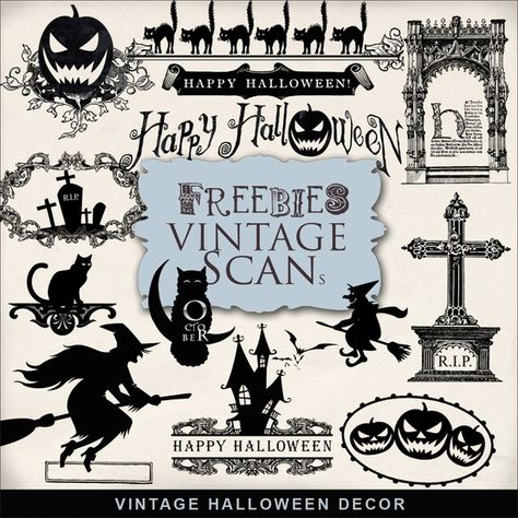 Old Fashioned Halloween, Vintage Happy Halloween, Vintage Halloween Decor, Happy Haunting, Halloween Graphics, Halloween Labels, Halloween Silhouettes, Vintage Halloween Decorations, Halloween 1